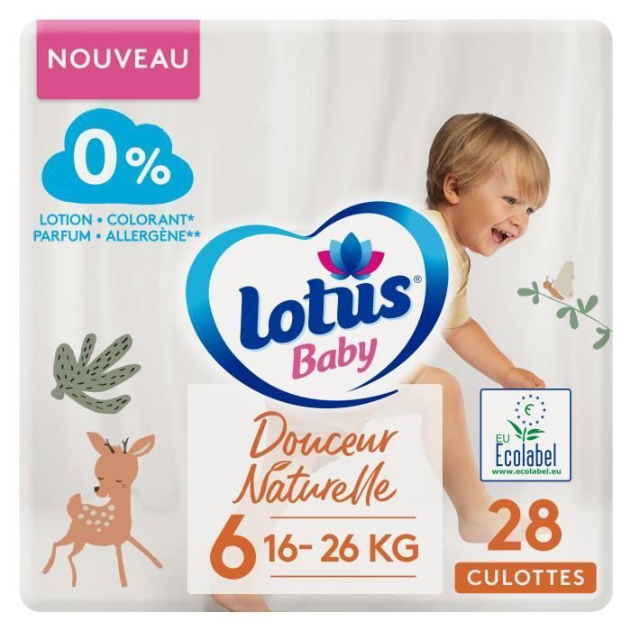 LOTUS BABY Couches Culottes Douceur Naturelle taille 6 - 16 a 26 kg - Le paquet de 28 culottes - Photo n°1