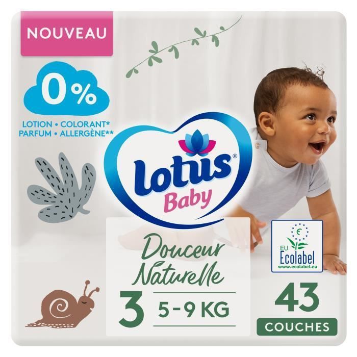 LOTUS BABY Couches Douceur Naturelle taille 3 - 5 a 9 kg - Le paquet de 43 couches - Photo n°1