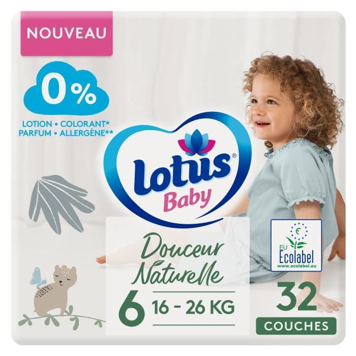 LOTUS BABY Couches Douceur Naturelle taille 6 - Le paquet de 32 couches - Photo n°1