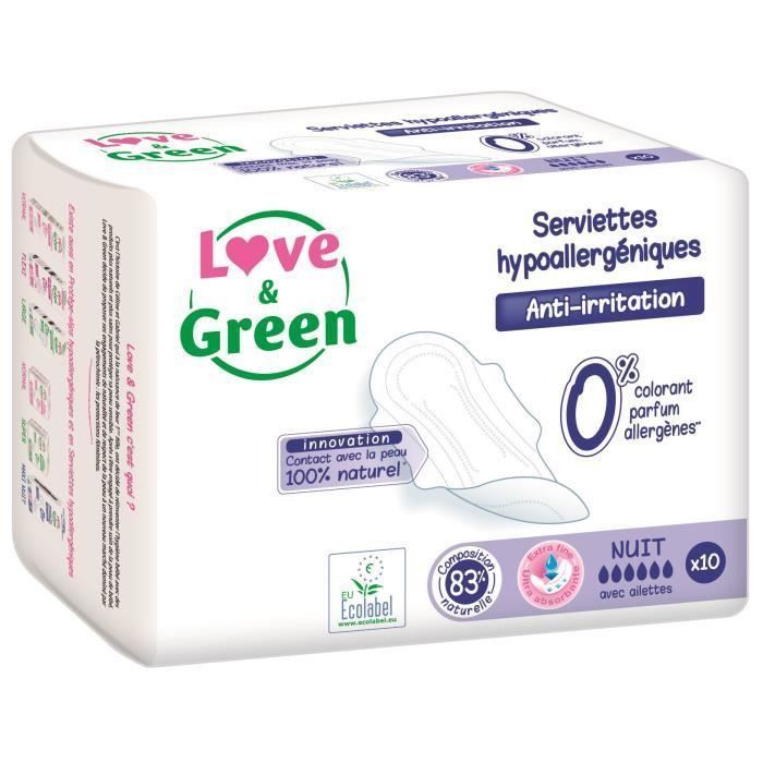 Love & Green Serviettes incontinence nuit x12 - Photo n°1
