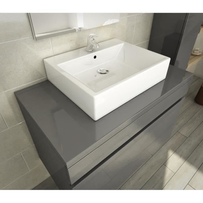 Salle de bain complète vasque L 80 cm - Gris verni - Photo n°3