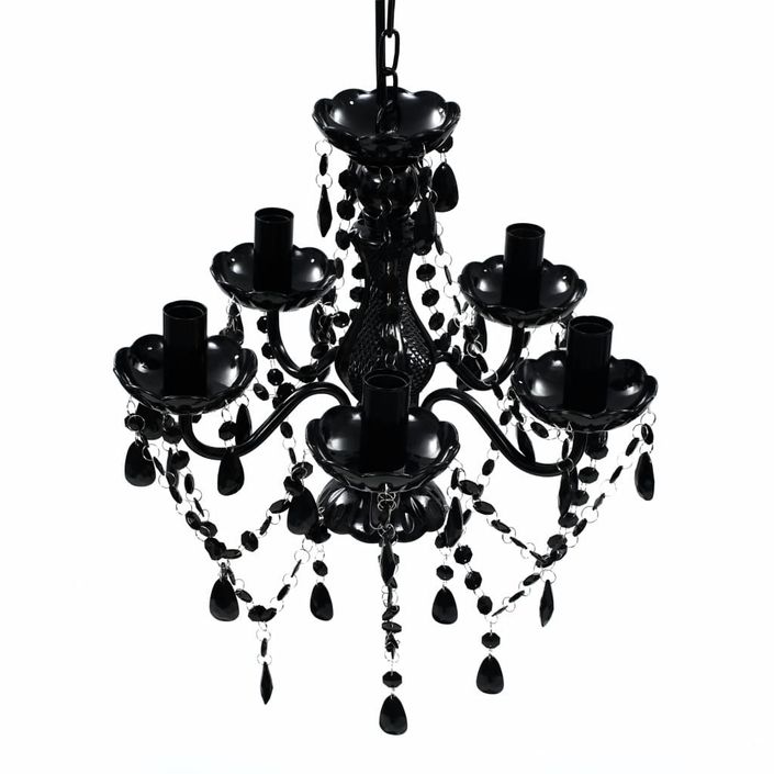 Lustre avec 5 ampoules Crystal noir - Photo n°1