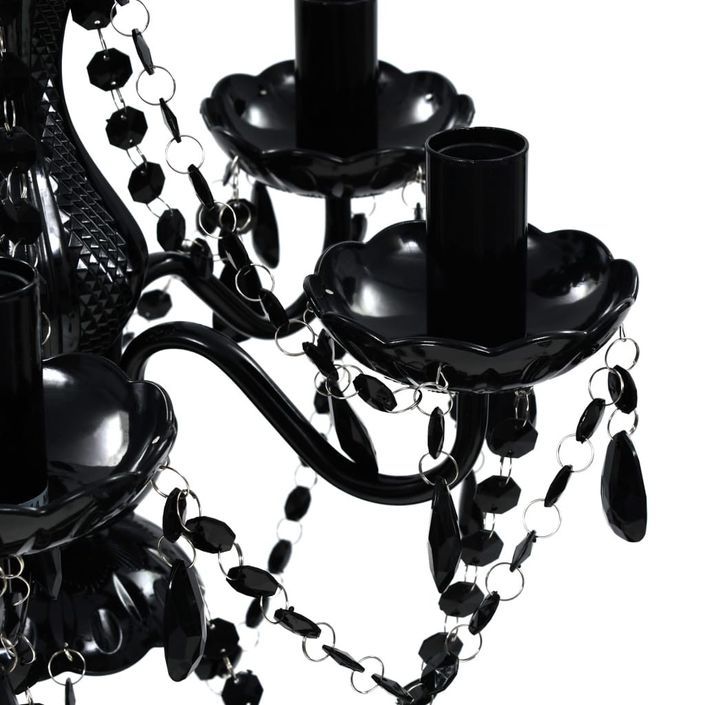 Lustre avec 5 ampoules Crystal noir - Photo n°4