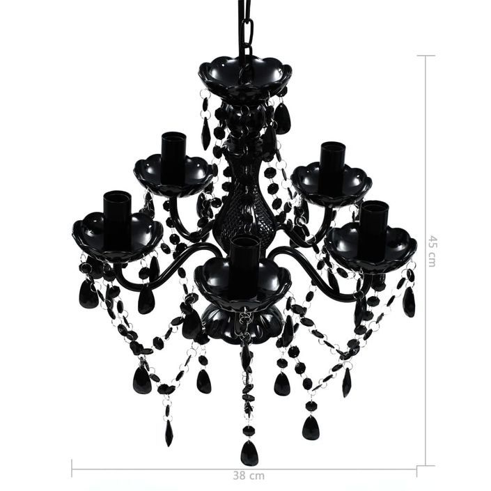 Lustre avec 5 ampoules Crystal noir - Photo n°8