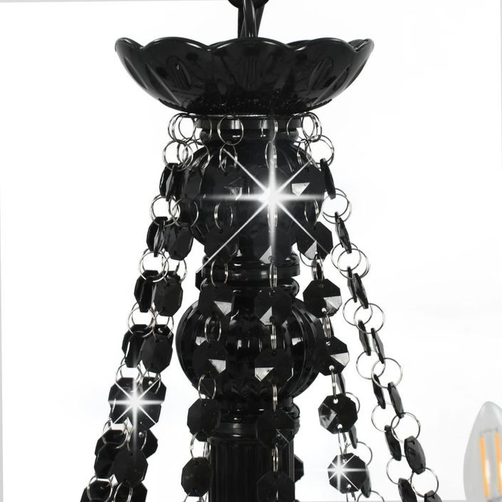 Lustre avec perles Noir 12 ampoules E14 - Photo n°5