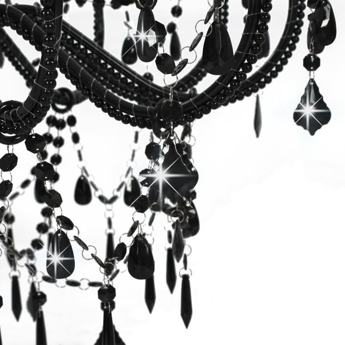 Lustre avec perles Noir 12 ampoules E14 - Photo n°7