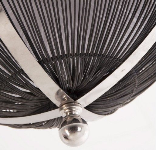 Lustre classique acier argenté et tissu noir Yness 112 - Photo n°2