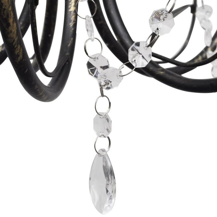 Lustre métal noir style art nouveau + perles crystal 3 x E14 Ampoules - Photo n°2