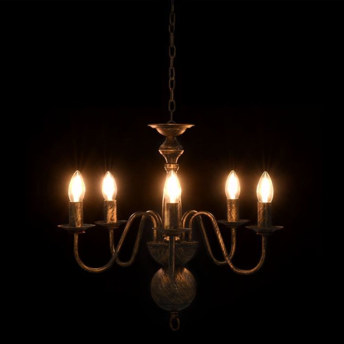 Lustre Noir antique 5 ampoules E14 - Photo n°2