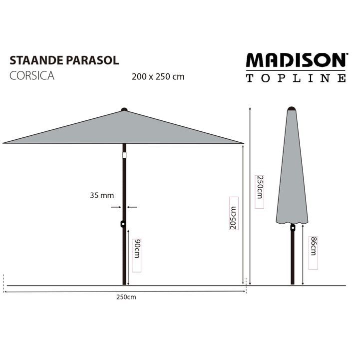 Madison Parasol Corsica 200x250 cm taupe - Photo n°6