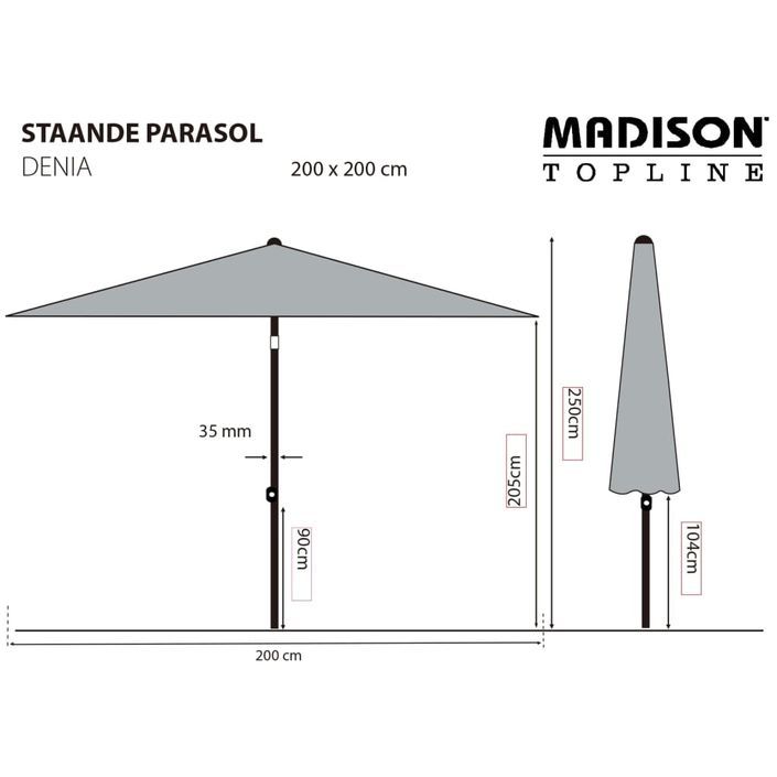 Madison Parasol de jardin Denia 200x200 cm vert - Photo n°6