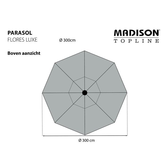 Madison Parasol Flores Luxe 300 cm Rond Gris clair - Photo n°9