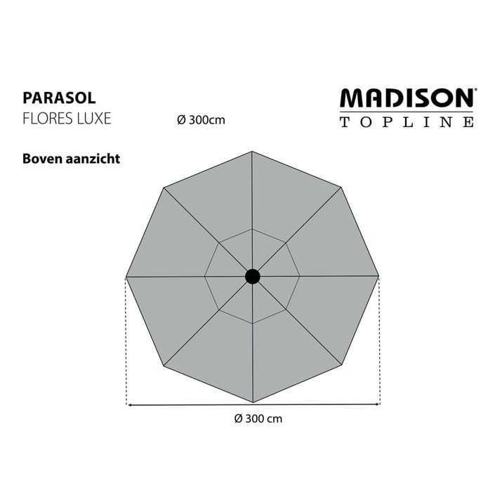 Madison Parasol Flores Luxe 300 cm Rond Vert sage - Photo n°7