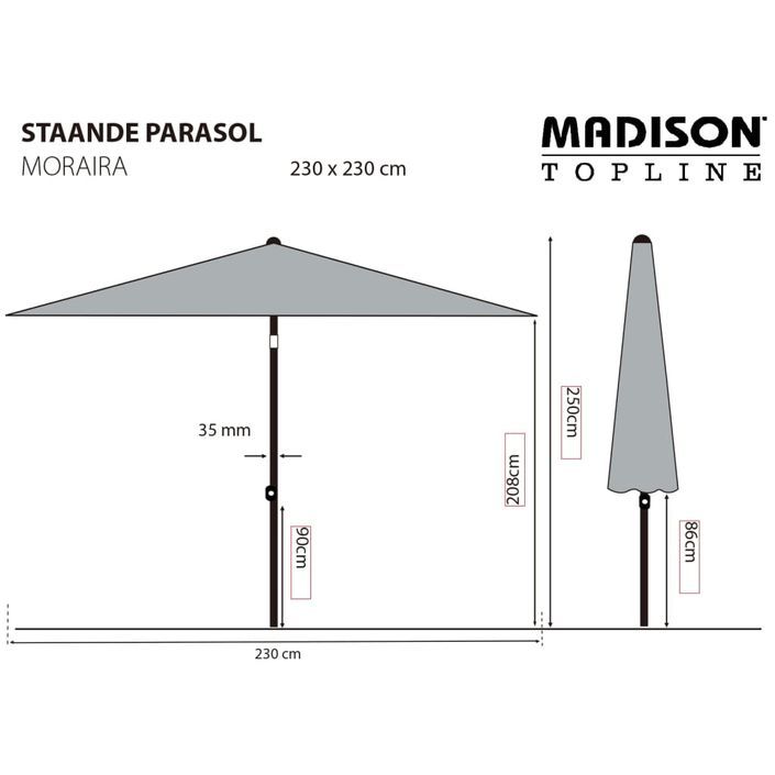 Madison Parasol Moraira 230x230 cm taupe - Photo n°6