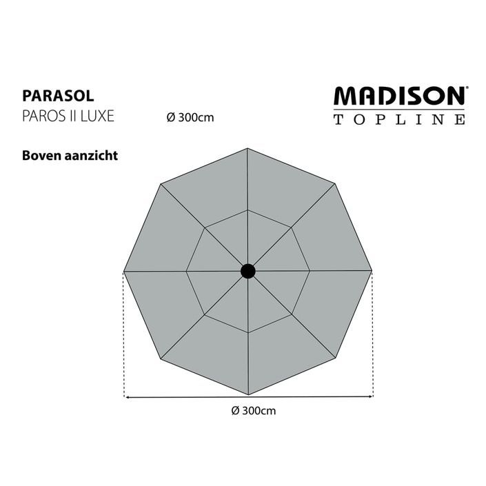 Madison Parasol Paros II Luxe 300 cm Gris clair - Photo n°7