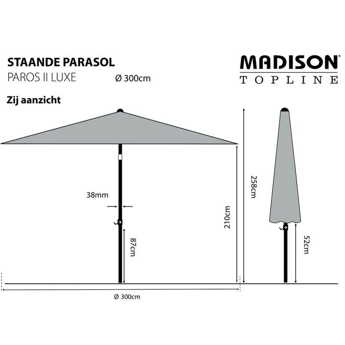 Madison Parasol Paros II Luxe 300 cm Vert sauge - Photo n°6