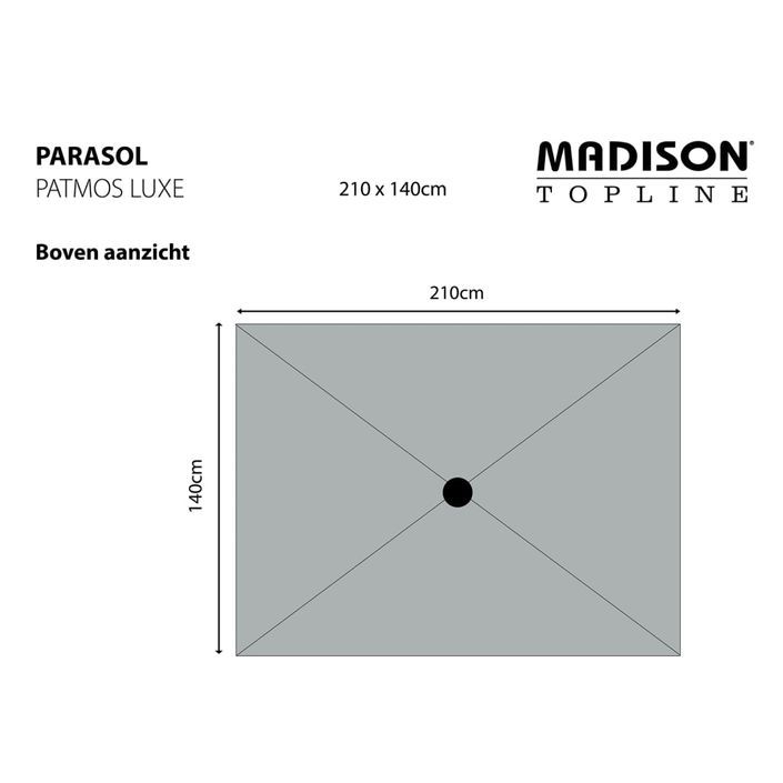 Madison Parasol Patmos Luxe Rectangulaire 210x140 cm Gris clair - Photo n°7