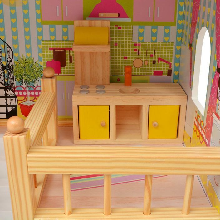 Maison de poupées à trois étages Bois 60 x 30 x 90 cm - Photo n°2
