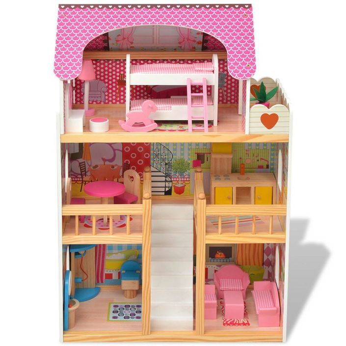Maison de poupées à trois étages Bois 60 x 30 x 90 cm - Photo n°6