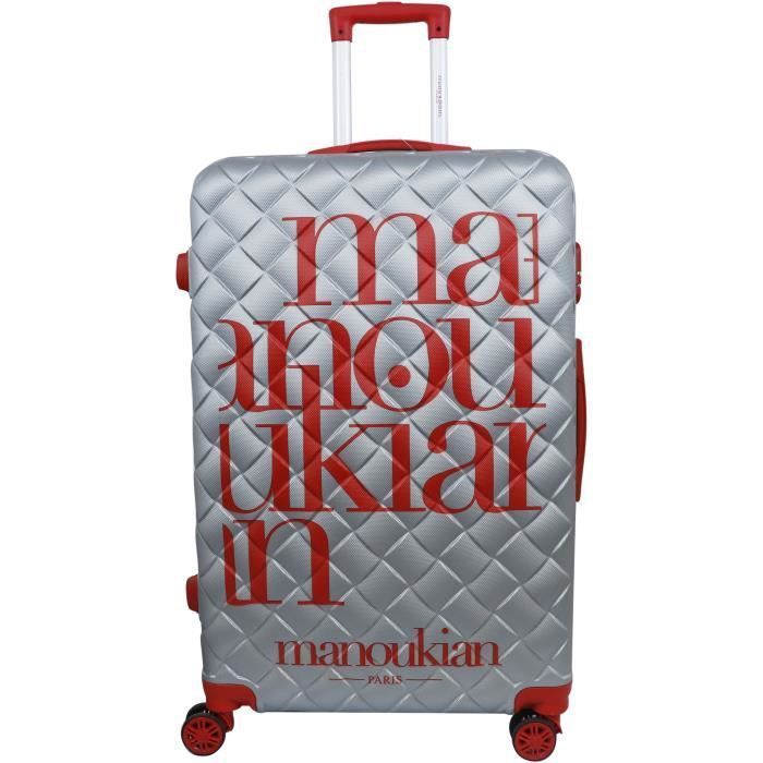 MANOUKIAN Valise Chariot 8 roues 72 cm ABS Rouge/Argent - Photo n°1