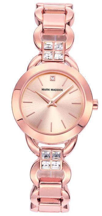 Mark Maddox Pink Gold Mf2001-97 . Crystals - 28.5 Mm - Wr 3 Atm - Photo n°1