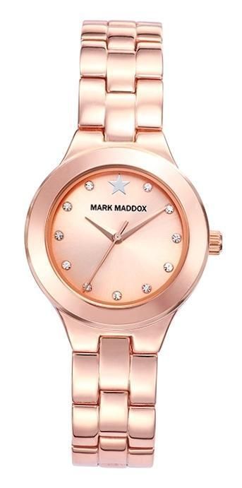 Mark Maddox Pink Gold Mm7010-97 - Case: Stainless Steel And Solid Metal - 30 Mm - Stainless Steel Bracelet - Water Resistant: 30 Meters - Photo n°1