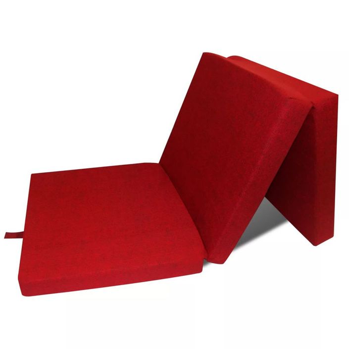 Matelas en mousse pliable en 3 sections 190 x 70 x 9 cm Rouge - Photo n°1