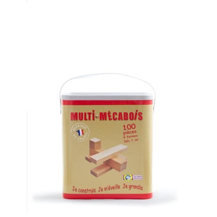 MECABOIS - Baril de 100 pieces - Jeux de constructions planchettes en bois - Fabriqué en France - Photo n°1