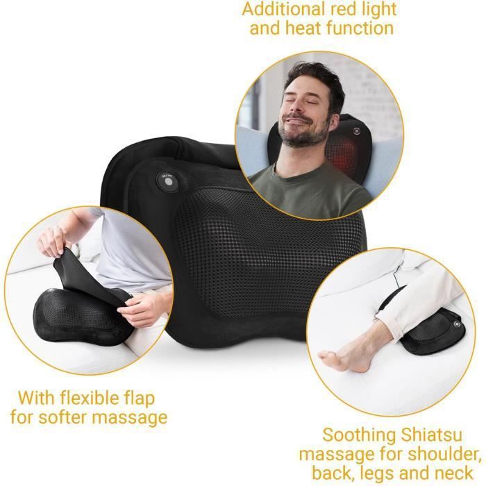 MEDISANA MC 850 - Coussin de massage Shiatsu épaules, dos, jambes et cou - 2 vitesses - Fonction chaleur - Rembourrage flexible - Photo n°5