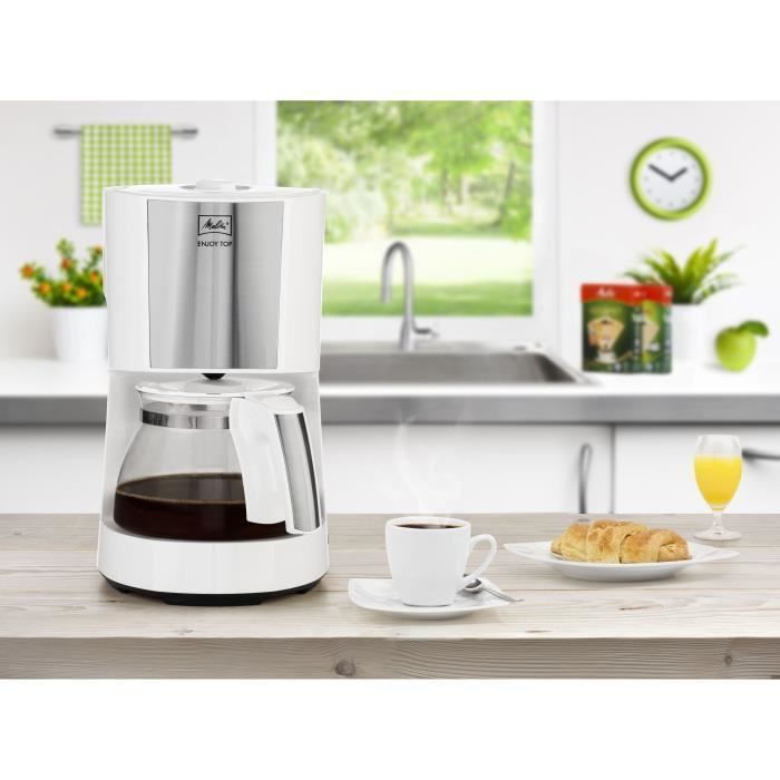 MELITTA 1017-03 Cafetiere Enjoy Top Glass Blanc/Acier brossé 1017-03 - Photo n°3