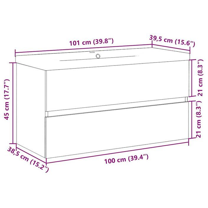 Meuble avec vasque intégrée vieux bois 101x39,5x49 cm - Photo n°11