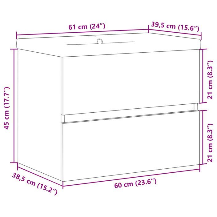 Meuble avec vasque intégrée vieux bois 61x39,5x49 cm - Photo n°11