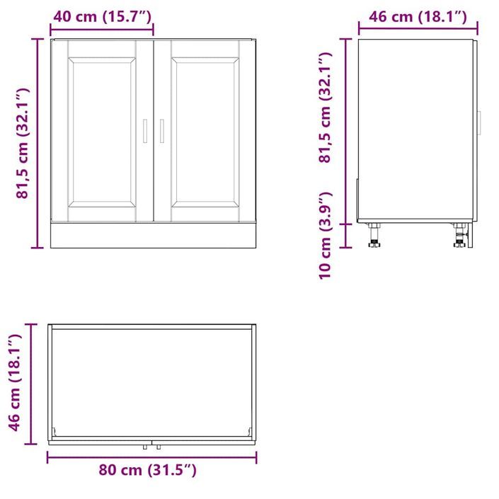 Meuble bas pour évier Porto blanc brillant 80x46x81,5 cm - Photo n°11