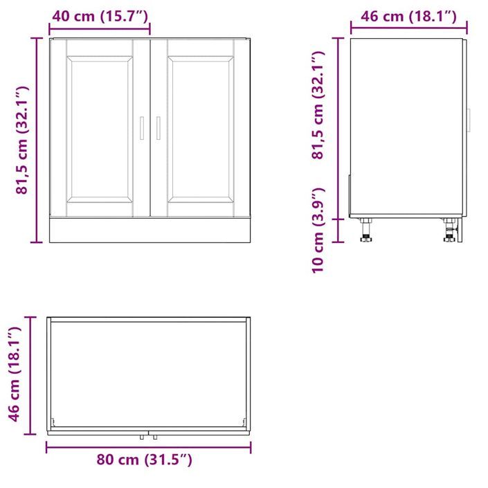 Meuble bas pour évier Porto noir 80x46x81,5 cm bois ingénierie - Photo n°11