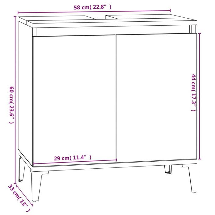 Meuble d'évier blanc 58x33x60 cm bois d'ingénierie - Photo n°10