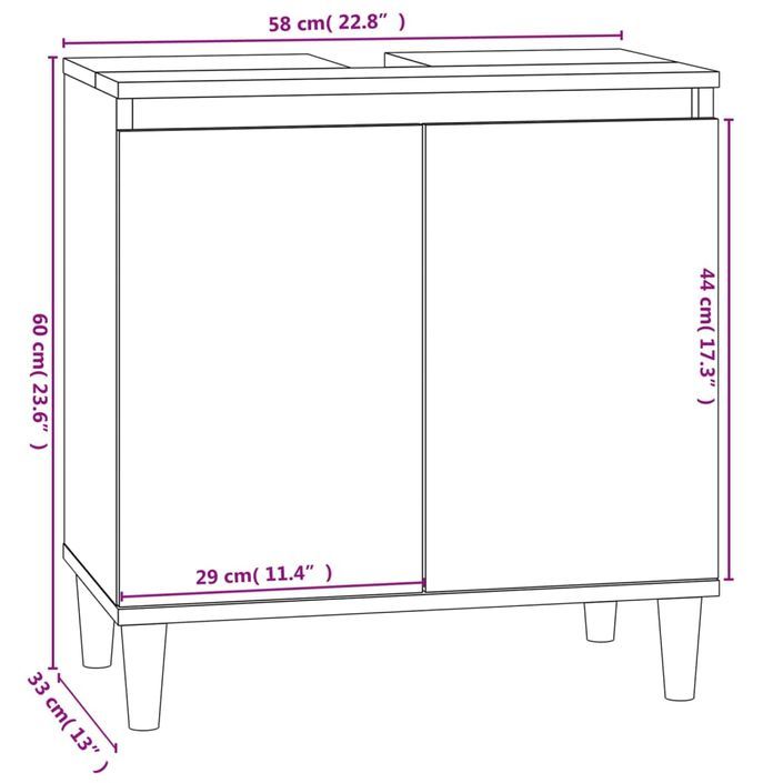 Meuble d'évier blanc 58x33x60 cm bois d'ingénierie - Photo n°10