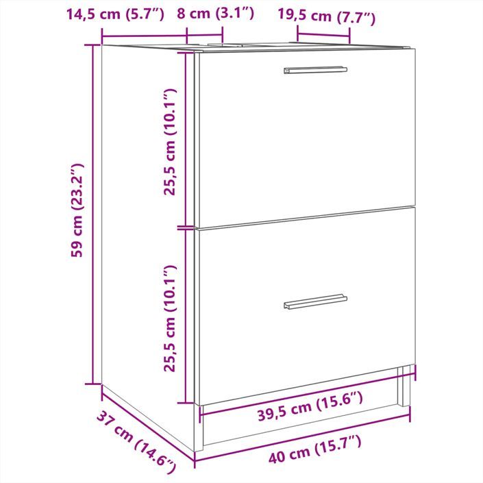 Meuble d'évier chêne marron 40x37x59 cm bois d'ingénierie - Photo n°11