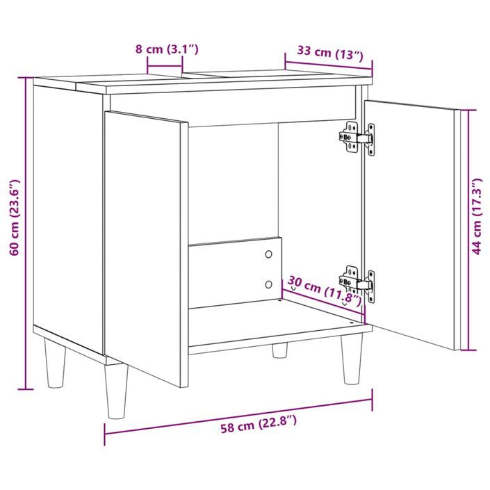 Meuble d'évier chêne sonoma 58x33x60 cm bois d'ingénierie - Photo n°10