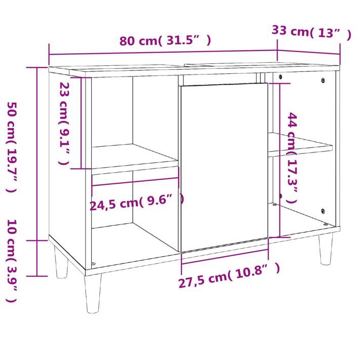 Meuble d'évier chêne sonoma 80x33x60 cm bois d'ingénierie - Photo n°11