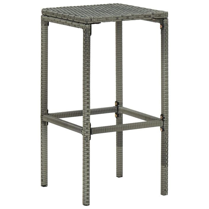 Meuble de bar de jardin 8 pcs avec coussins Résine tressée Gris - Photo n°10