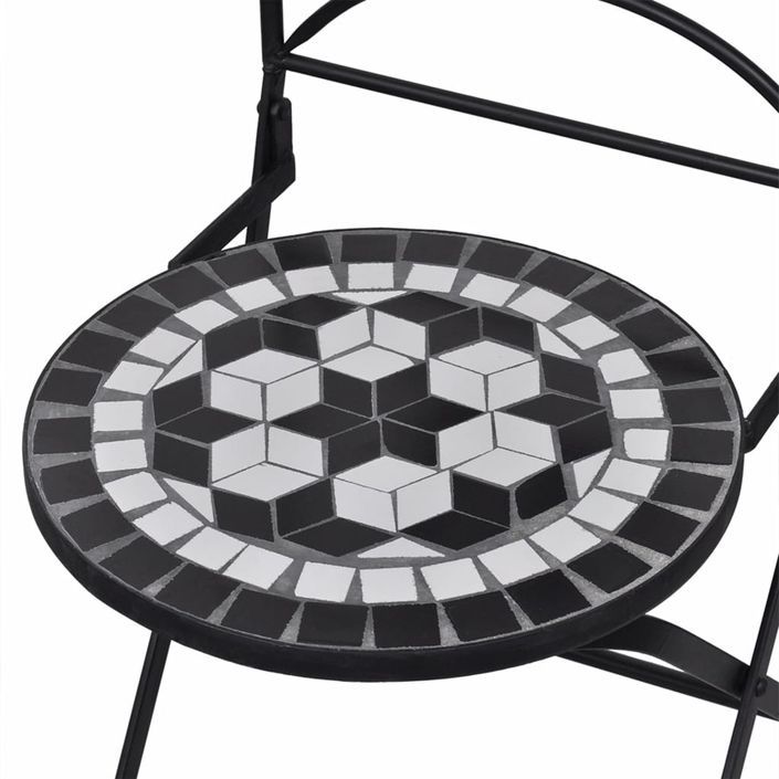 Meuble de bistro mosaïque 3pcs Carreaux céramiques Noir/blanc - Photo n°9