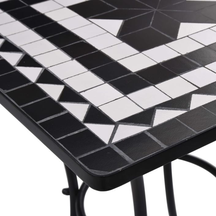 Meuble de bistro mosaïque 3pcs Carreaux céramiques Noir/blanc - Photo n°10