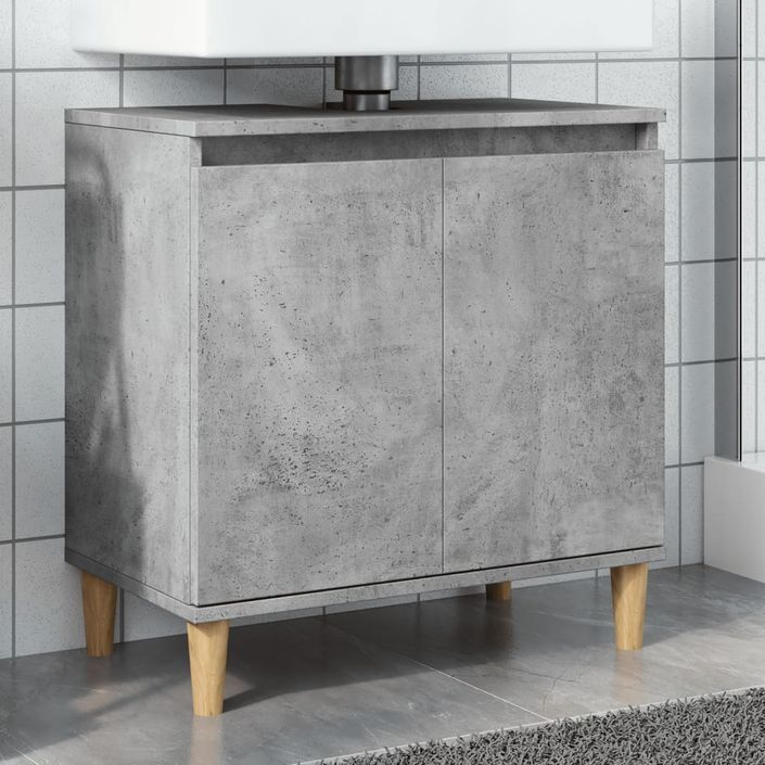 Meuble de lavabo gris béton 58x33x60 cm bois d'ingénierie - Photo n°1