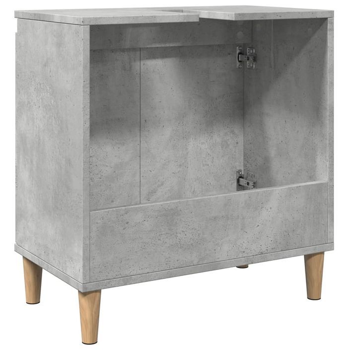 Meuble de lavabo gris béton 58x33x60 cm bois d'ingénierie - Photo n°7