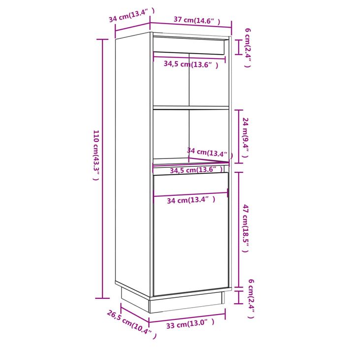Meuble de rangement 1 porte 1 étagère Loupia 37 cm - Bois pin massif - Photo n°6