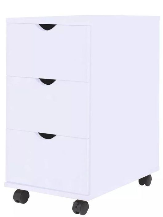 Meuble de rangement 3 tiroirs bois blanc Kapci - Photo n°1