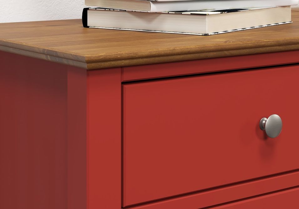 Meuble de rangement 3 tiroirs bois massif rouge et naturel Elisa - Photo n°10