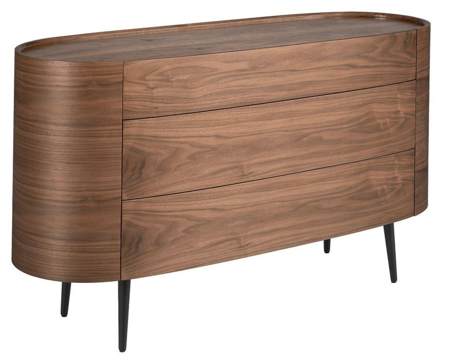 Meuble de rangement 3 tiroirs Keliane 135 cm - Noyer et pieds acier noir - Photo n°1