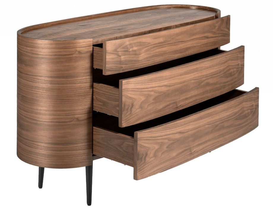 Meuble de rangement 3 tiroirs Keliane 135 cm - Noyer et pieds acier noir - Photo n°2