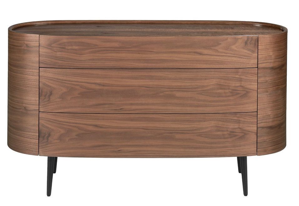Meuble de rangement 3 tiroirs Keliane 135 cm - Noyer et pieds acier noir - Photo n°3